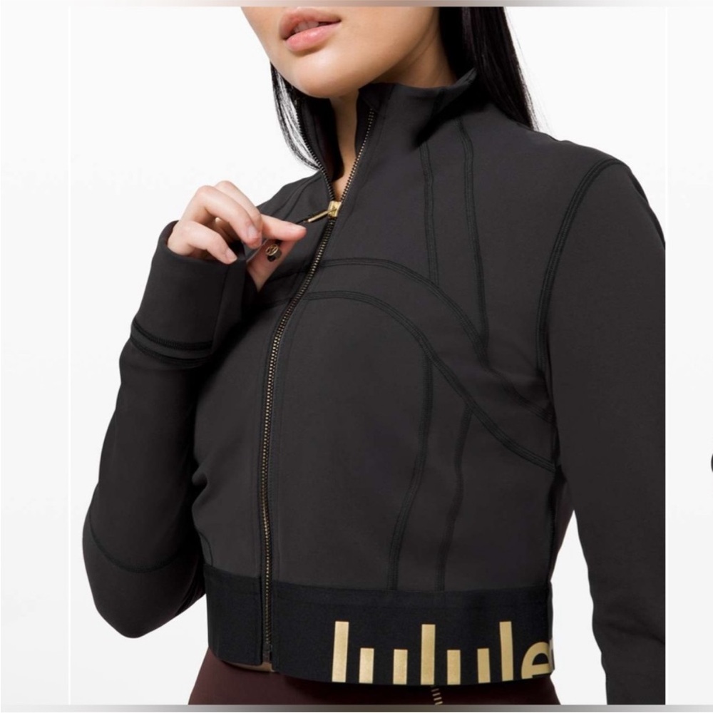 Lululemon Define Jacket Cropped Gold Black Size 4 (Rare)